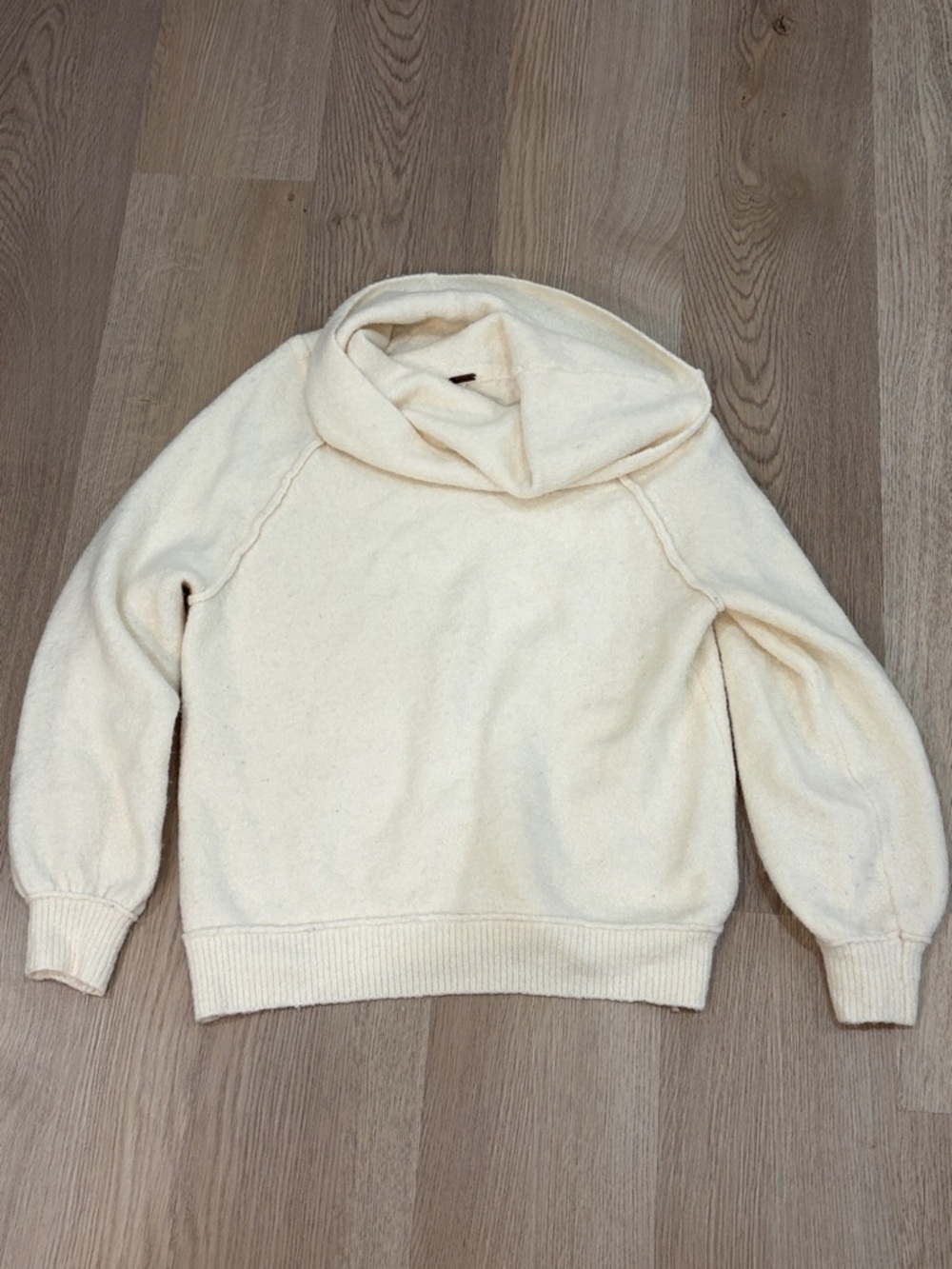 Free People Off-White Cowl Neck Cozy Pullover Sweater